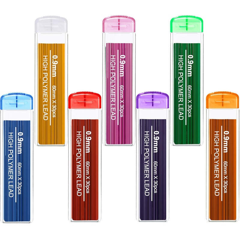 Zhehao 210 Pcs Colorful Refill 0.9 mm Automatic Mechanical Pencil Refills Back to School Pencil Gifts Bulk 7 Colors Stationery for Students School Supplies Home Office - Image 1